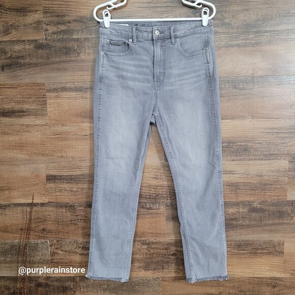 Gap Jeans Sz 10 Vintage Slim Sky High Crop Raw Hem Tummy Control Stretch Denim - Picture 1 of 10